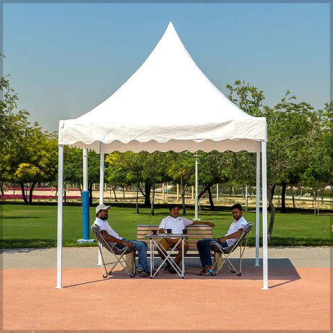 Heavy duty white tent with adjustable legs for stability