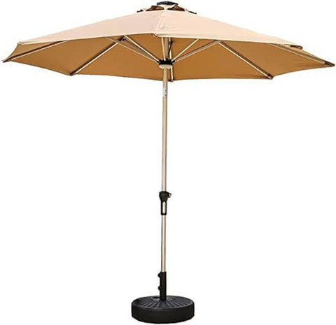 Lighted patio umbrella with solar LED lights for garden