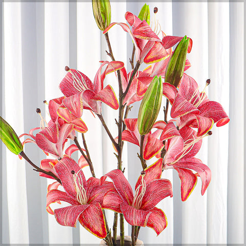 2 pcs 3heads Nearly Natural Lily Flower