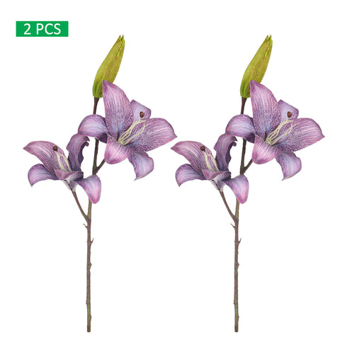 2 pcs 3heads Nearly Natural Lily Flower