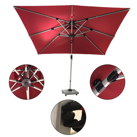 3m x 3m Cantilever Parasol Umbrella with 80kg Marble Base