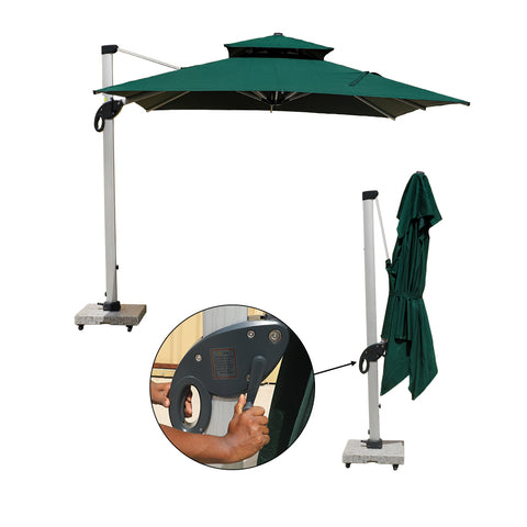 3m x 3m Cantilever Parasol Umbrella with 80kg Marble Base