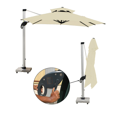 3m x 3m Cantilever Parasol Umbrella with 80kg Marble Base