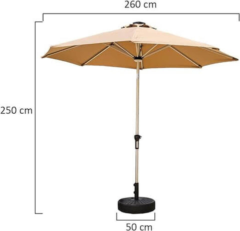 Outdoor umbrella with lights and solar-powered LED bars