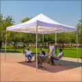 Water-resistant white pop up canopy providing event protection