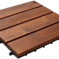 Easy-to-install wooden decking tiles for outdoor patios