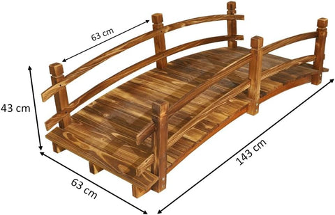 Charming wooden arch garden bridge, perfect for creating a peaceful garden pathway