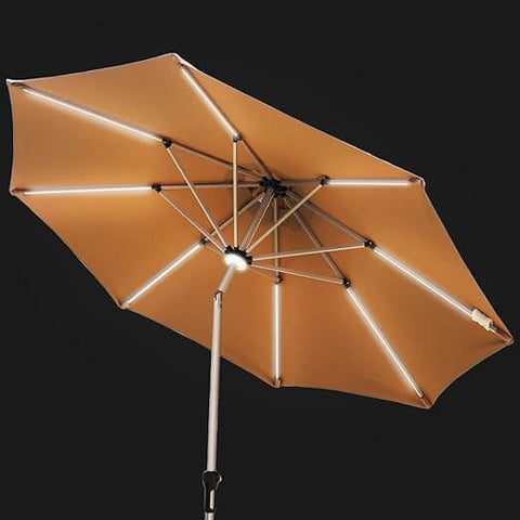 Cantilever umbrella with lights and tilt for outdoor use