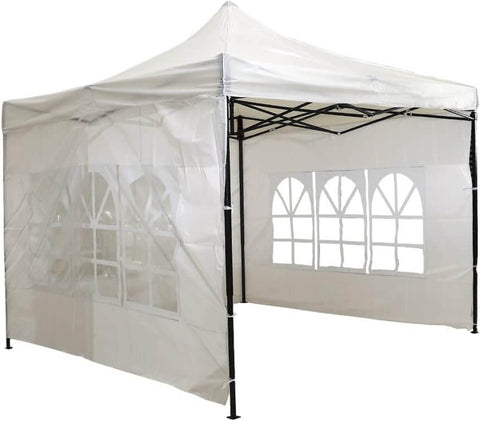 Event tent with sides providing rain protection for an outdoor picnic