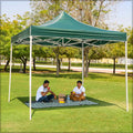 Heavy duty outdoor canopy tent in dark green, perfect for weddings, tailgate parties, and more