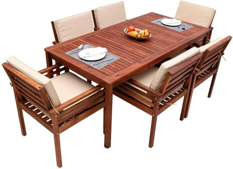 Solid wood 7 piece dining set for large gatherings