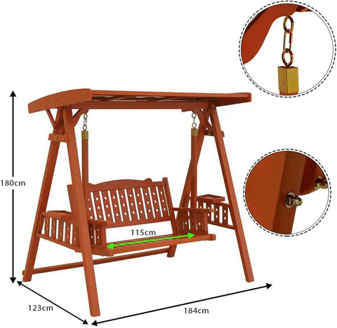 Expertly crafted with high quality cedar wood, this 2-seater swing bench adds a touch of elegance to any outdoor space. 