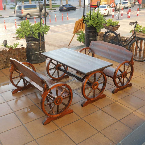 wooden table and chairs