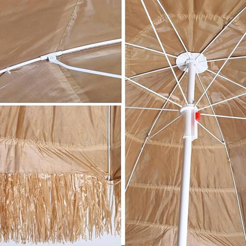 Tropical straw umbrella adding style to your patio