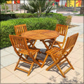 Acacia wood 5-piece dining table set with matching chairs