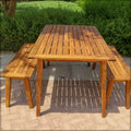 Outdoor wooden table and bench set made from durable acacia wood