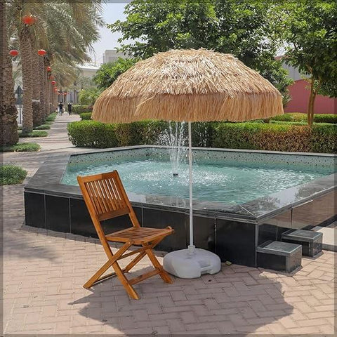 Beach hut style straw umbrella for outdoor events