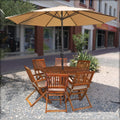 Elegant outdoor wooden furniture set with dining table and chairs