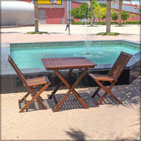 Practical folding wood table, ideal for small spaces