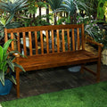 wooden bench with backrest