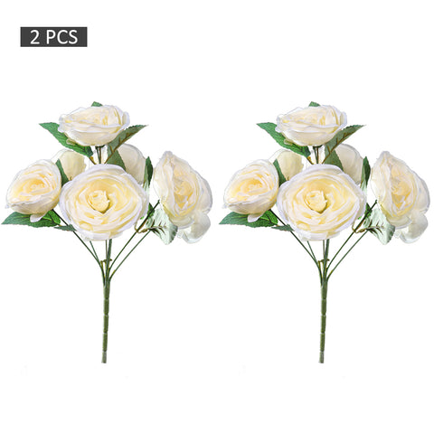 2 Bunches 7-heads Artificial Silk Roses