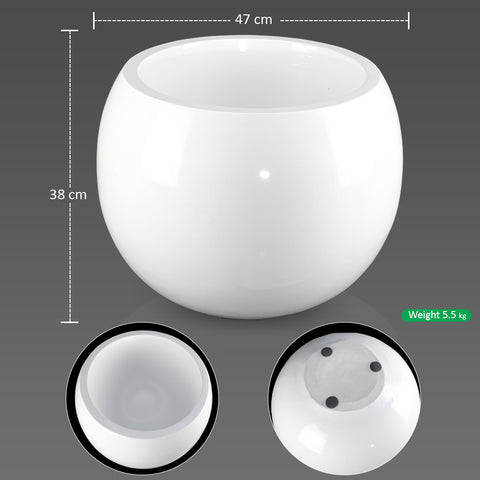 White Shiny Round Planter