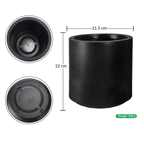 Sleek black plastic planter for home décor