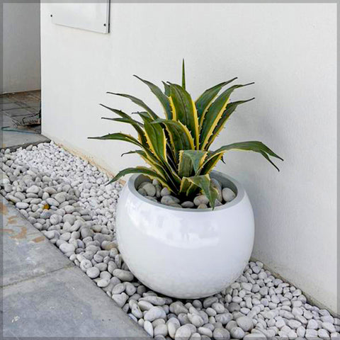 White Shiny Round Planter