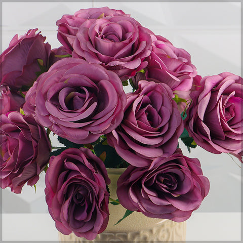 Silk Fake Rose Flower Purple & Dark-Purple-XT353