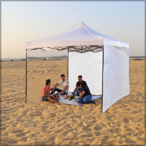 Portable canopy walls for easy storage and travel