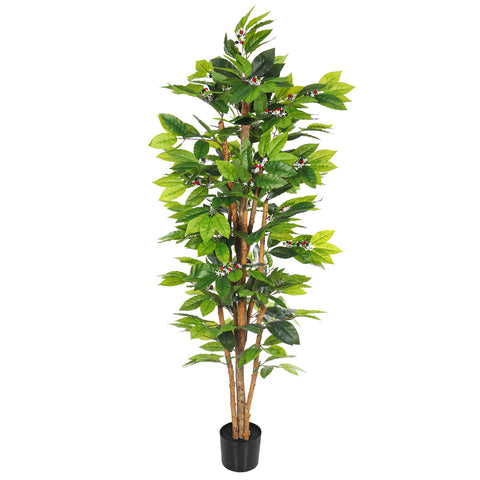 Potted artificial coffee plant for modern décor