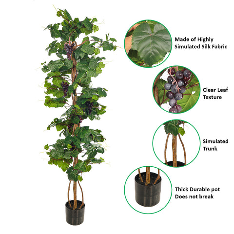 Faux potted grape plant for easy maintenance