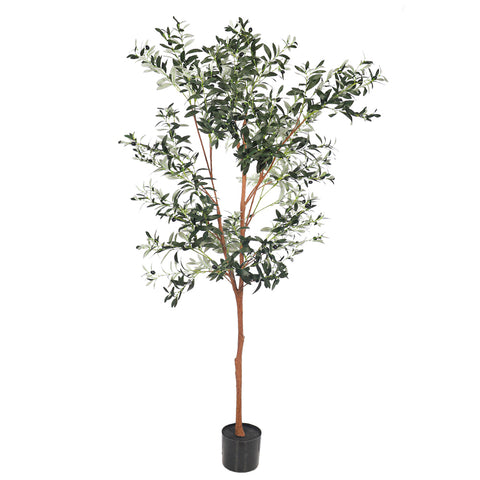 Potted artificial olive plant