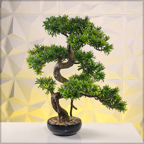 Lifelike artificial bonsai tree in pot