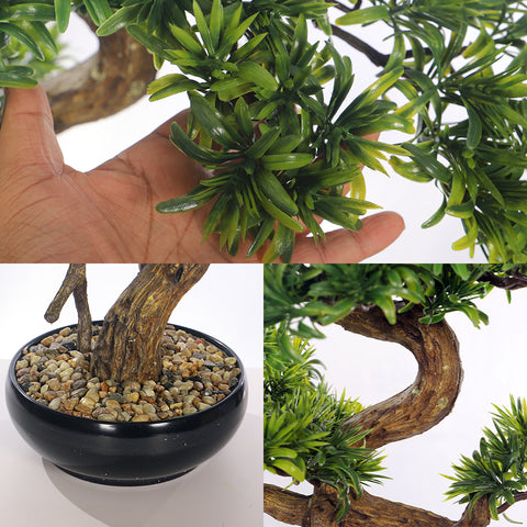 Realistic potted artificial bonsai tree