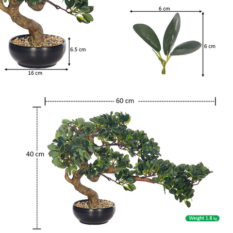 Artificial Potted Ficus Bonsai Plant