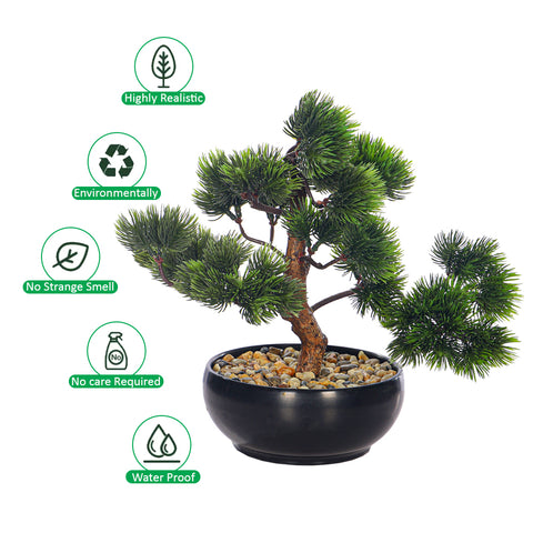 Artificial potted bonsai pine tree