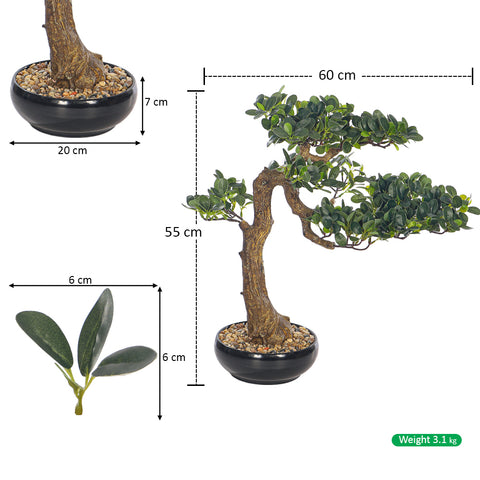 Artificial Potted Ficus Bonsai Plant