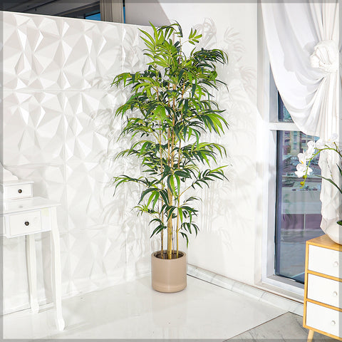 Decorative potted bamboo plant with a natural look