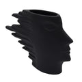 Black abstract human face ceramic vase