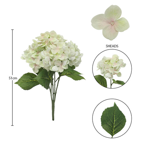 White & Green Artificial Silk Hydrangea