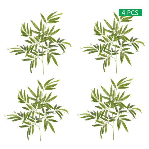 Pack of 4 Artificial Bamboo and Ficus Leaves