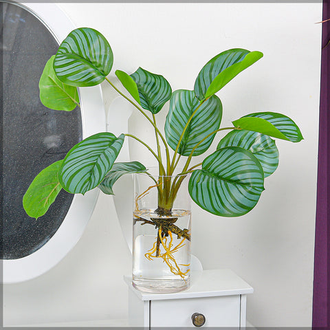 Realistic artificial calathea plant leaves for vibrant home styling