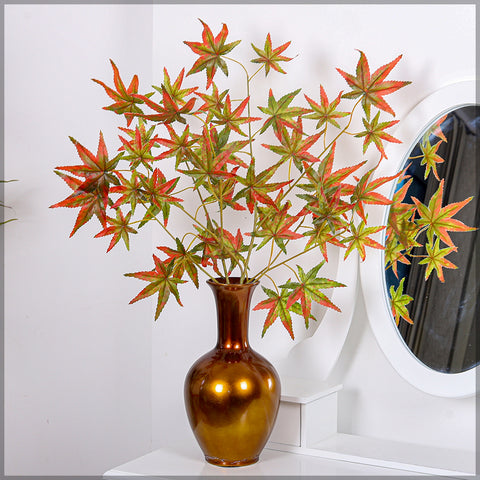 Lifelike artificial maple leaves for indoor spaces