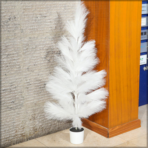 Artificial White Fluffy Feather Plant