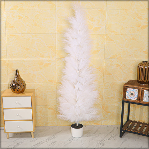 Artificial White Fluffy Feather Plant