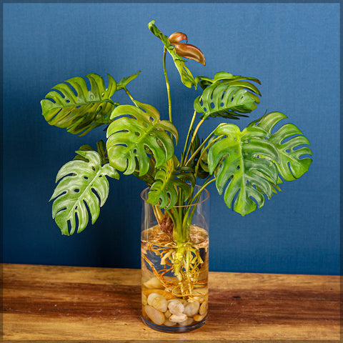 Faux monstera bush for low-maintenance greenery