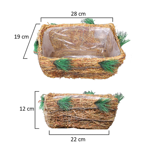 Durable raffia basket planter box for indoor plants