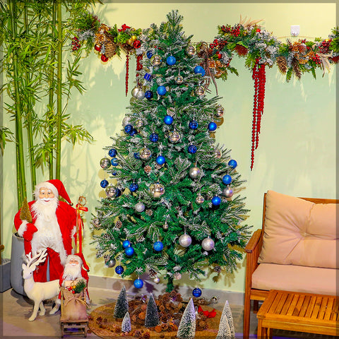 Frosted Tips Christmas Tree With Pine Cones 2.1m High