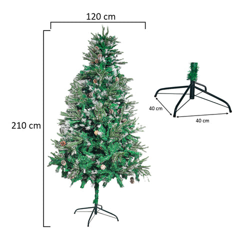 Frosted Tips Christmas Tree With Pine Cones 2.1m High